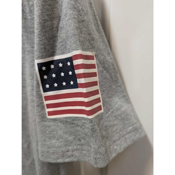 USA American Flag Gray Cropped Top T Shirt Women's XL July 4th New! Patriotic - Picture 3 of 9